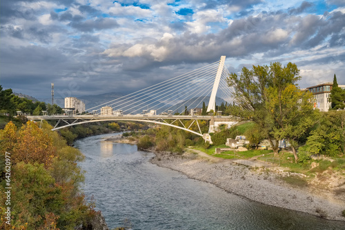 Millenium Bridge over the Moraca river in Podgorica, Montenegro