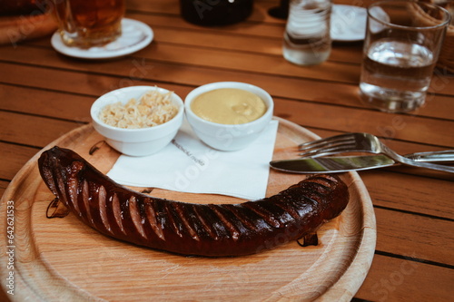 entrance sausage with horseradish and mustard lies