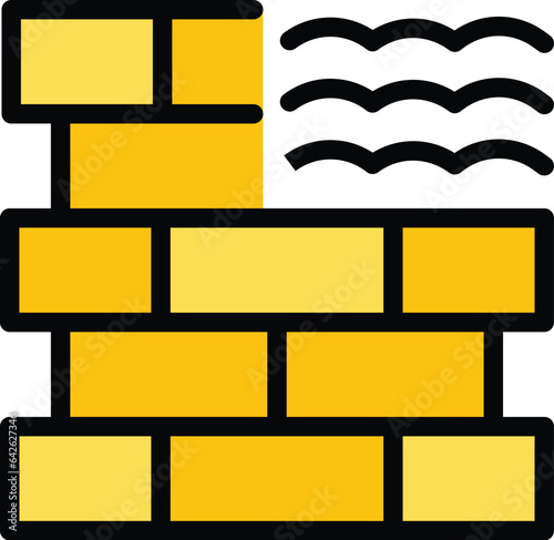 Brick wall icon outline vector. Construction surface. Cement stone color flat
