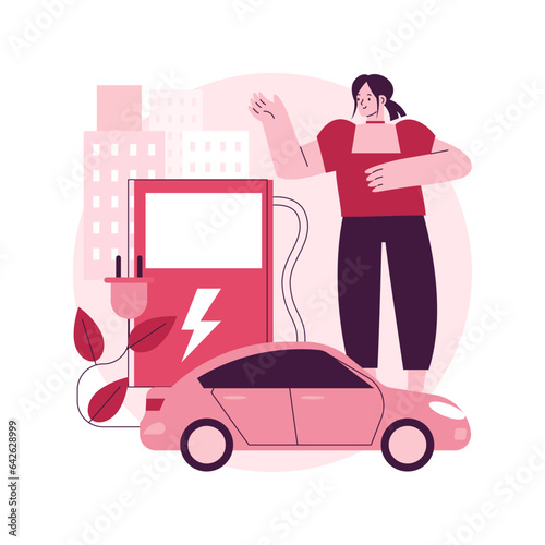 Charging station abstract concept vector illustration. Electric vehicle, recharging point, plug-in hybrids, alternative fuel, electrical outlet, battery capacity, power abstract metaphor.