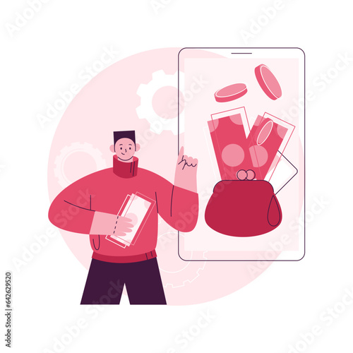 Digital wallet abstract concept vector illustration. Payment technology, digital banking tool, paying system, mobile bank, electronic wallet, shopping instrument, money transfer abstract metaphor.