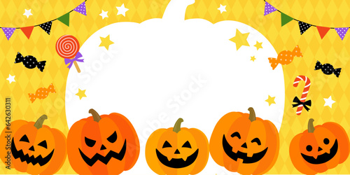 ハロウィンバナー_背景フレーム（2：1）_ベクターイラスト