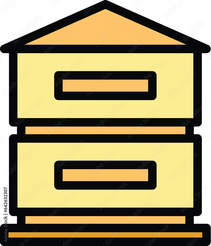 Beekeeping house icon outline vector. Making candle. Family factory color flat Beekeeping house icon outline vector. Making candle. Family factory color flat