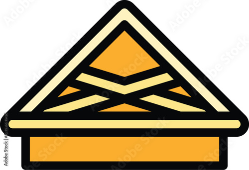 Wood roof icon outline vector. Repair renovation. House construction color flat