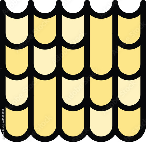 Metal roof icon outline vector. Worker roofer. Repair work color flat