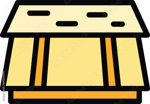 Tile roof icon outline vector. Roofer work. Repair renovation color flat