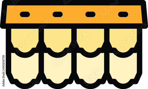 Roof renovation icon outline vector. House repair. Home worker color flat