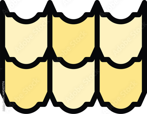 Roof repair icon outline vector. House renovation. Home worker color flat