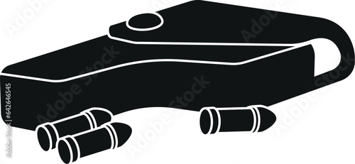 Cartoon Black and White Illustration Vector Of a Gun Holster and Bullets