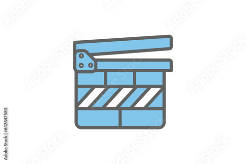 Clapperboard Icon. Icon related to multimedia and entertainment. suitable for web site design, app, user interfaces. Flat line icon style. Simple vector design editable