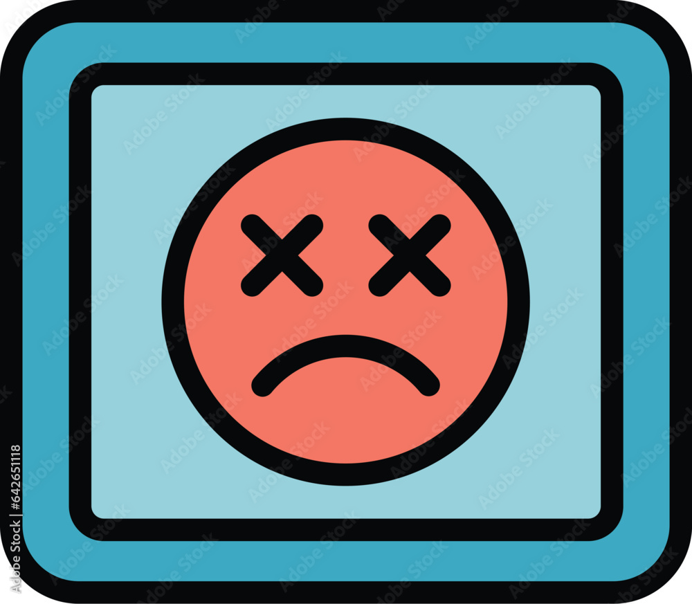 Obraz premium Tablet error icon outline vector. Lost internet. Socket site color flat