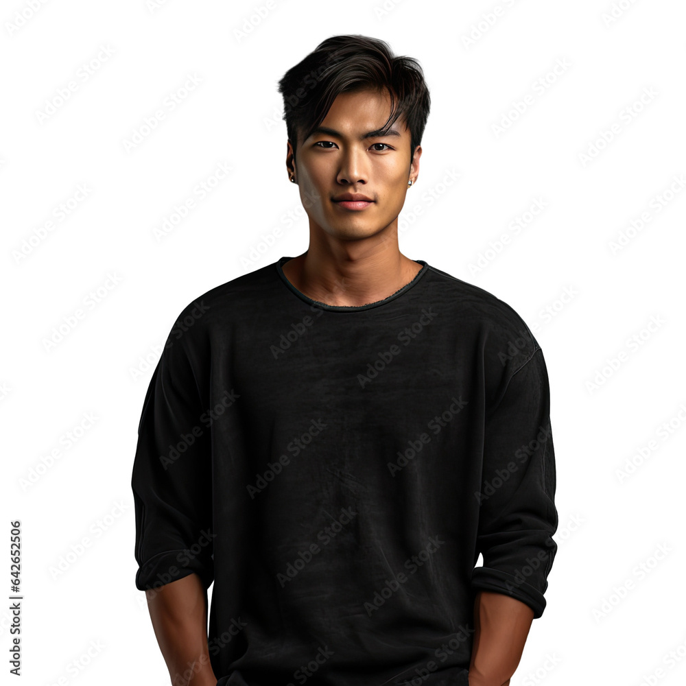 Obraz premium Asian male model posing against transparent background
