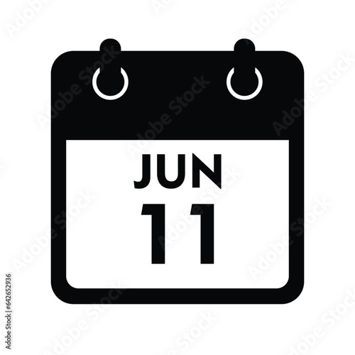 calender icon, 11 june icon with white background