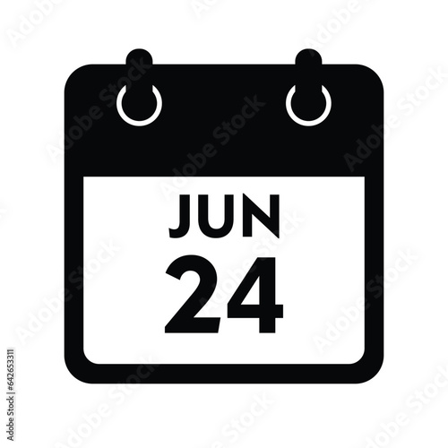 calender icon, 24 june icon with white background