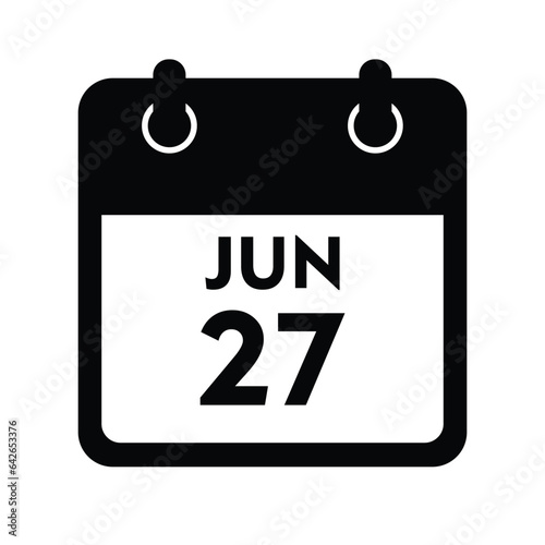 calender icon, 27 june icon with white background