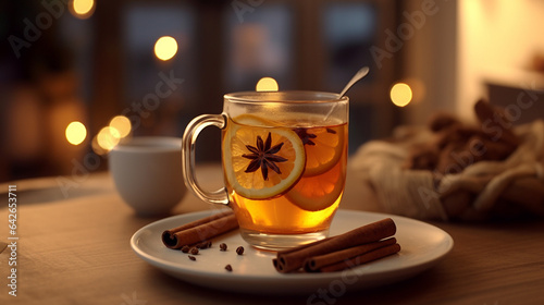 Orange hot toddy drink star anise cinnamon cold picture Ai generated art