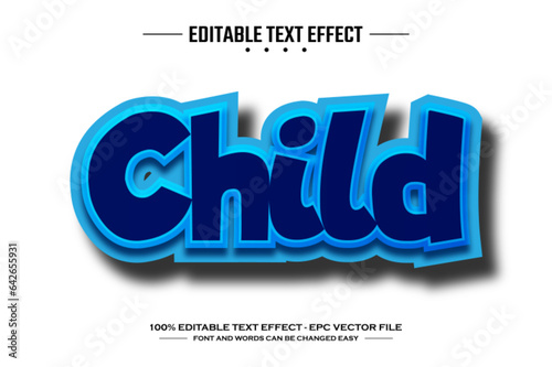 Child 3D editable text effect template