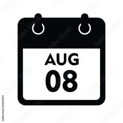 calender icon, 08 august icon with white background photo