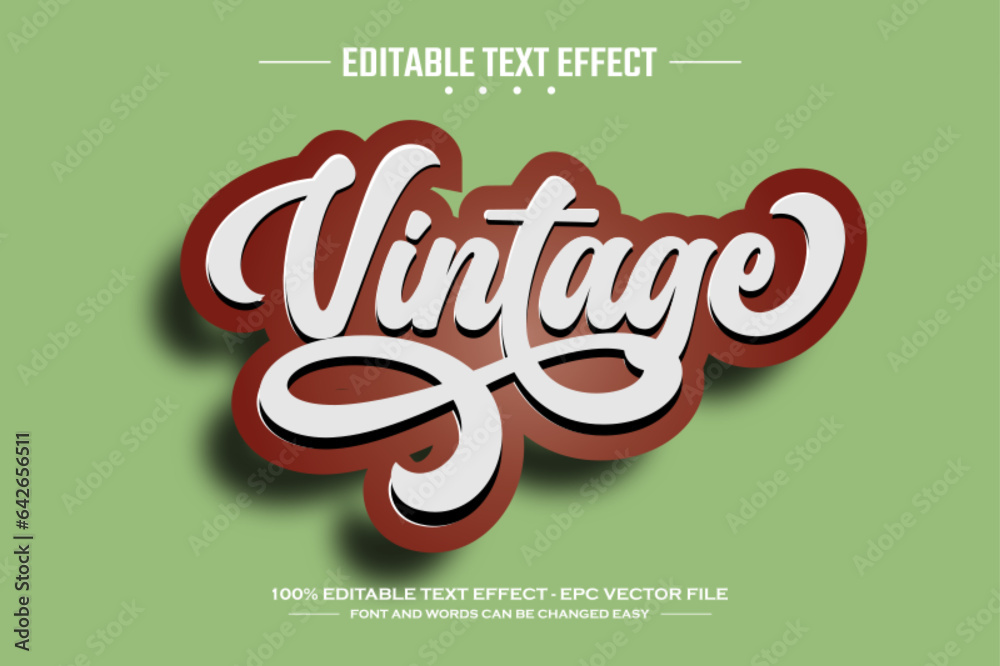 Vintage 3D editable text effect template