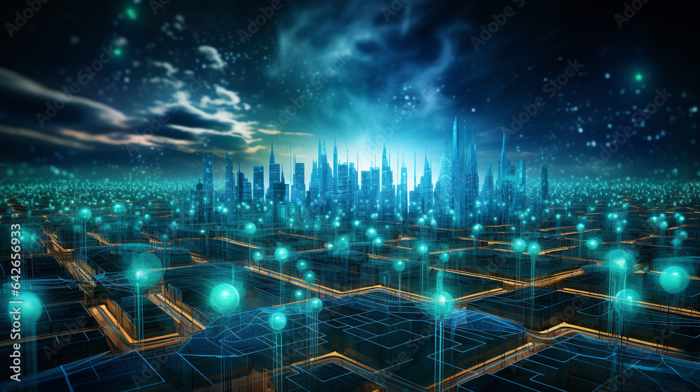 Fototapeta premium AI-Driven Cybersecurity: A Neural Network Perspective in 3D