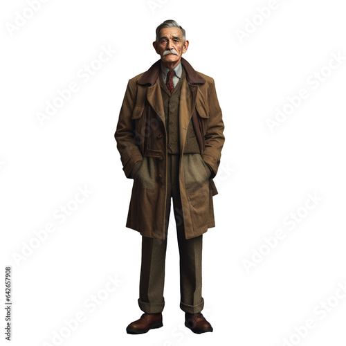 Full body picture of attractive elderly man standing