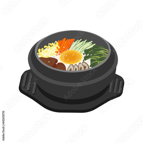 Bimbimbap In A Ttukbaegi Illustration Logo