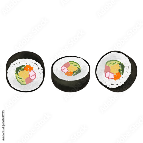 Logo Illustration of Traditional Korean Food Gimbap or Kimbap