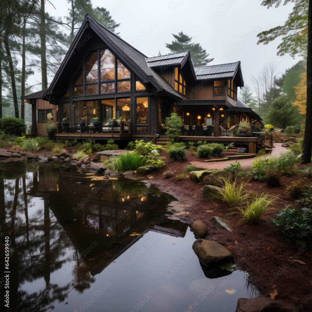 Cozy brown house no light front yard
