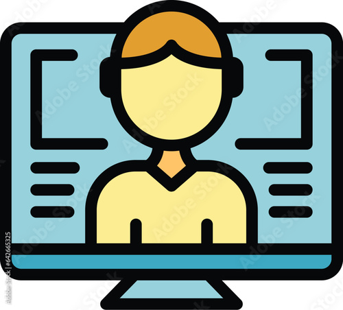 Online monitor icon outline vector. Bank management. Personal credit color flat