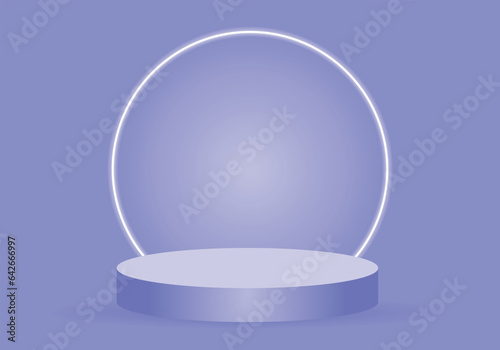 podium. Realistic 3D cylinder pedestal podium set . Minimal scene for products stage showcase, promotion display. Vector geometric forms in shadow.  