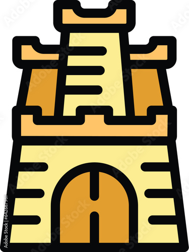 Zagreb fortress icon outline vector. Croatia map. City skyline color flat