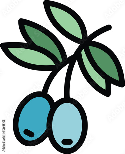 Olives branch icon outline vector. Map croatia. Political country color flat