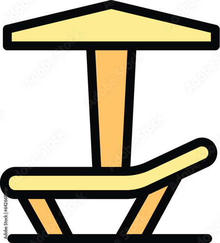 Beach chair icon outline vector. Sea landmark. Map croatia color flat