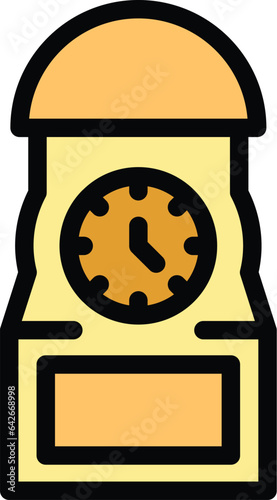 City clock icon outline vector. Zagreb map. Tourism balkan color flat