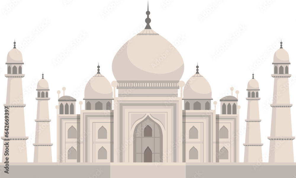 Indian famous temple icon. Historical cartoon building