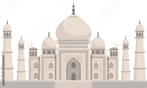 Indian famous temple icon. Historical cartoon building