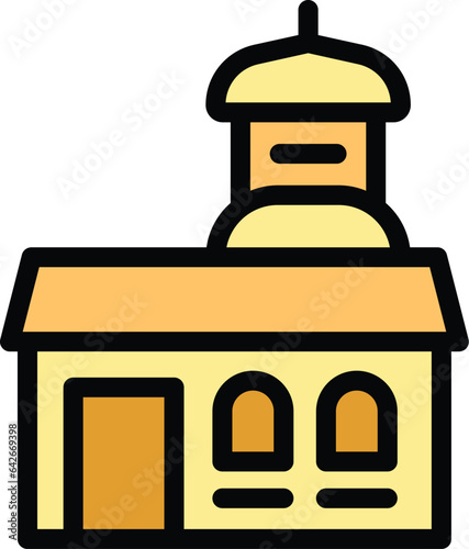 Croatia church icon outline vector. City travel. Zagreb map color flat