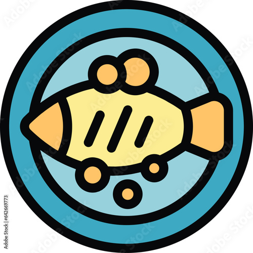 Croatia fish food icon outline vector. Sea city. Map travel color flat