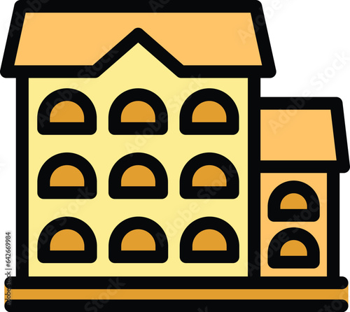 Croatia house icon outline vector. Map city. Skyline town color flat
