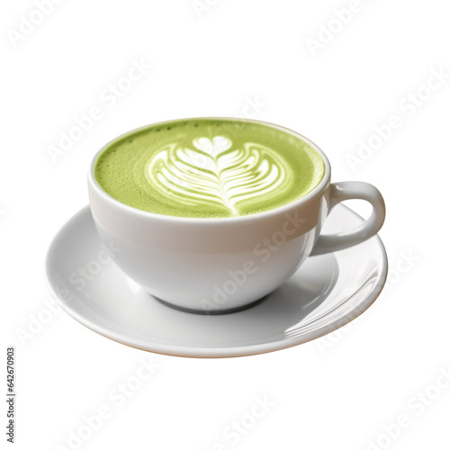 cup of matcha coffee latte. isolated background
