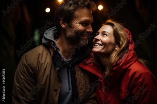 Couple in their 40s at the Waitomo Glowworm Caves in Waikato New Zealand