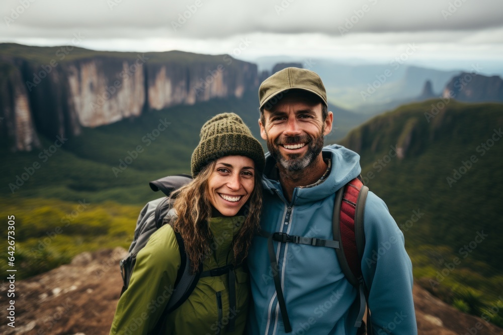 Couple in their 40s at the Mount Roraima in Guiana Shield South America