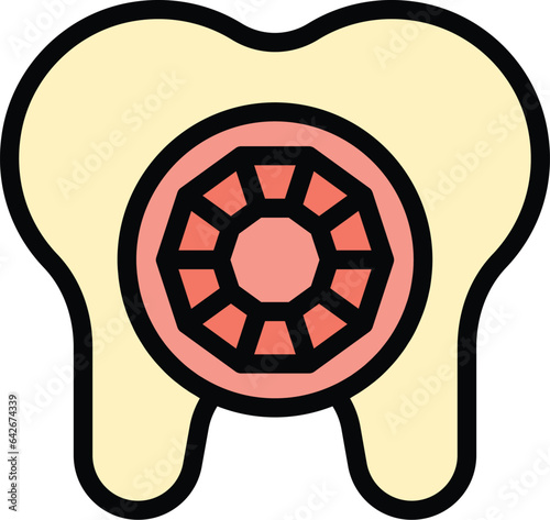 Tooth gems icon outline vector. Gem diamond. Teeth care color flat