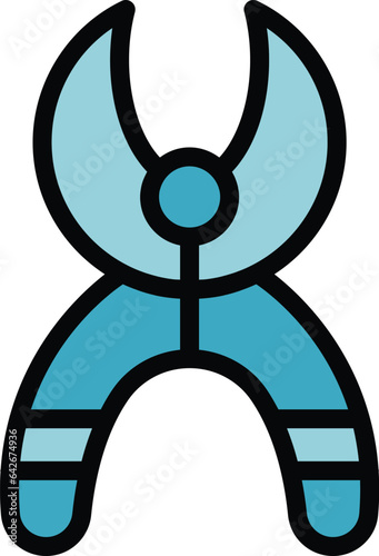 Tooth scissors icon outline vector. Gem diamond. Stone glass color flat