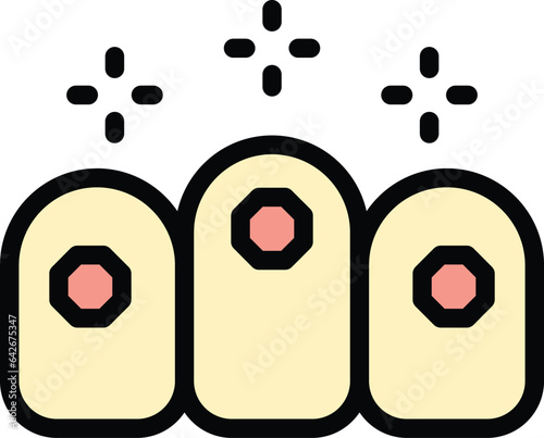 Magic teeth icon outline vector. Tooth gem. Fantasy glass color flat