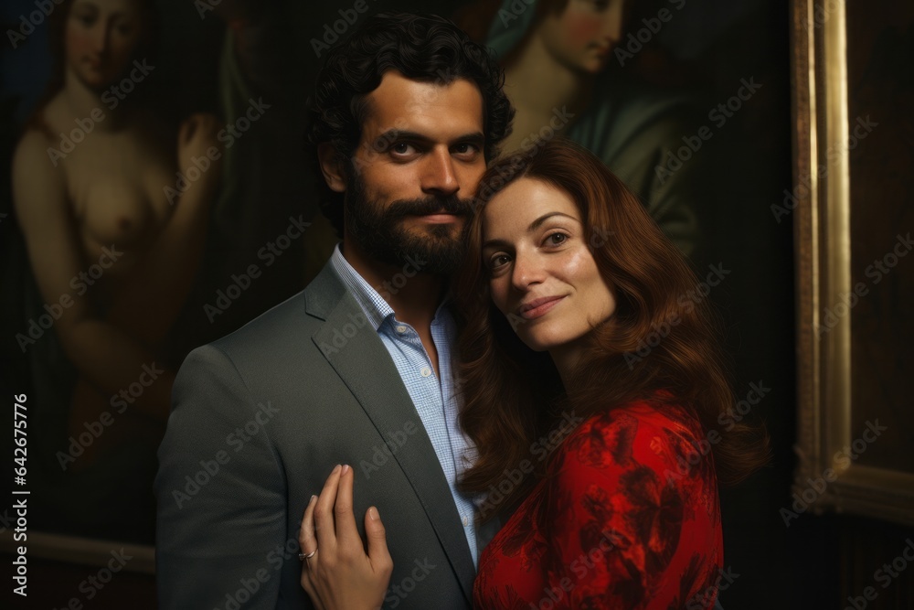 Couple in their 30s at the Uffizi Gallery in Florence Italy