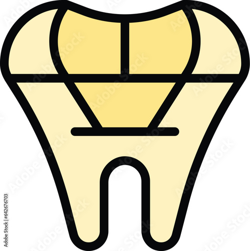 New tooth icon outline vector. Magic teeth. Stone glass color flat