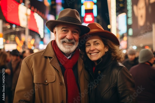 Couple in their 40s at the Times Square in New York USA