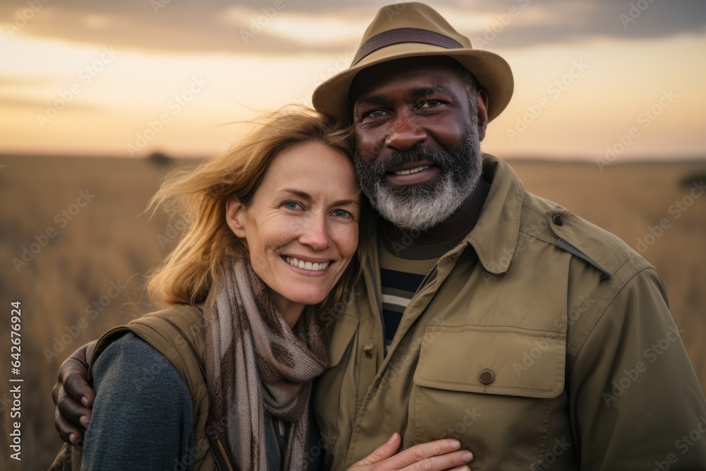 Couple in their 40s at the Serengeti National Park Tanzania