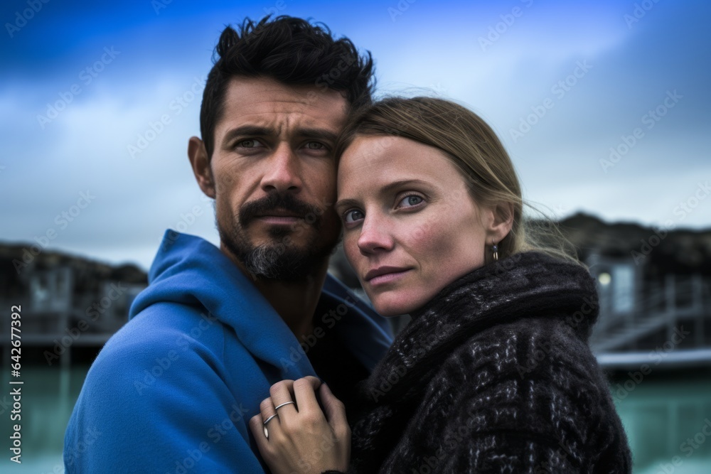 Couple in their 30s at the Blue Lagoon in Grindavik Iceland